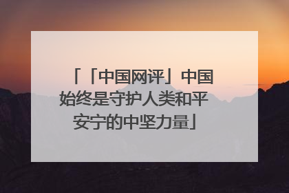 「中国网评」中国始终是守护人类和平安宁的中坚力量
