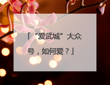 “爱武城”大众号，如何爱？