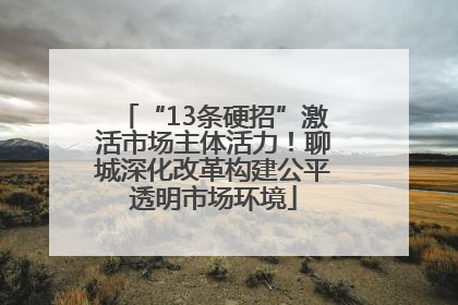 “13条硬招”激活市场主体活力！聊城深化改革构建公平透明市场环境