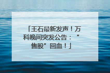 王石最新发声！万科晚间突发公告：“售股”回血！