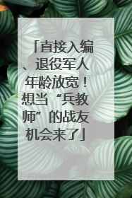 直接入编、退役军人年龄放宽！想当“兵教师”的战友机会来了