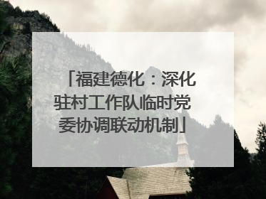 福建德化：深化驻村工作队临时党委协调联动机制