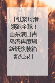 纸浆母港领跑全球！山东港口青岛港再度刷新纸浆装箱新纪录