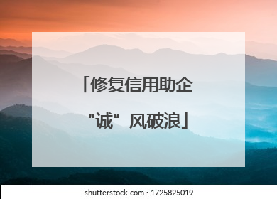 修复信用助企“诚”风破浪