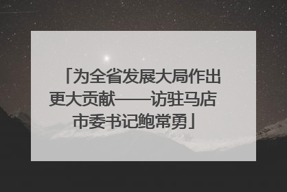 为全省发展大局作出更大贡献——访驻马店市委书记鲍常勇