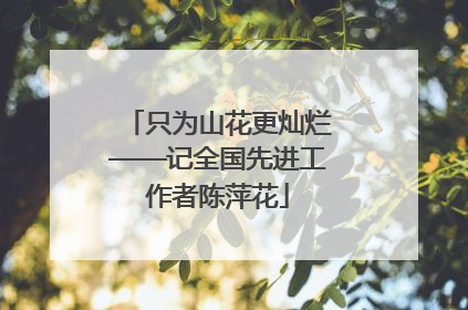 只为山花更灿烂——记全国先进工作者陈萍花