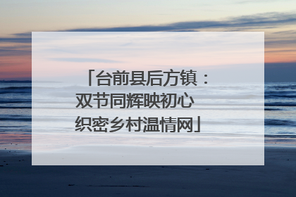 台前县后方镇：双节同辉映初心 织密乡村温情网