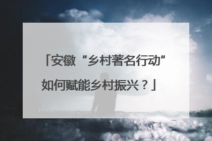 安徽“乡村著名行动”如何赋能乡村振兴？