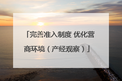 完善准入制度 优化营商环境（产经观察）