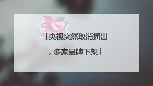央视突然取消播出，多家品牌下架