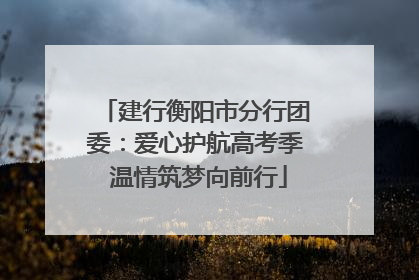 建行衡阳市分行团委：爱心护航高考季 温情筑梦向前行