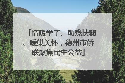 情暖学子、助残扶弱、暖巢关怀，德州市侨联聚焦民生公益