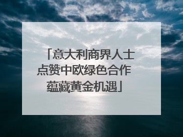意大利商界人士点赞中欧绿色合作蕴藏黄金机遇