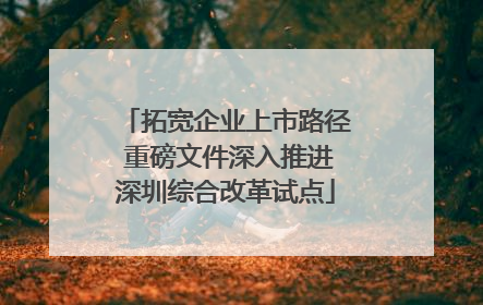 拓宽企业上市路径 重磅文件深入推进深圳综合改革试点