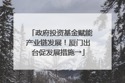 政府投资基金赋能产业链发展！厦门出台促发展措施→