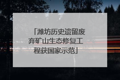 潍坊历史遗留废弃矿山生态修复工程获国家示范