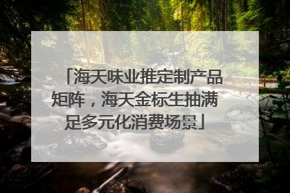 海天味业推定制产品矩阵，海天金标生抽满足多元化消费场景