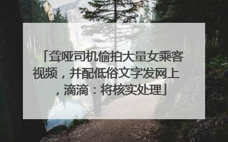 聋哑司机偷拍大量女乘客视频，并配低俗文字发网上，滴滴：将核实处理