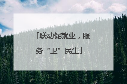 联动促就业，服务“卫”民生