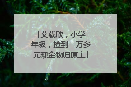 艾载欣，小学一年级，捡到一万多元现金物归原主