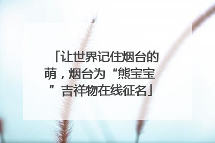 让世界记住烟台的萌，烟台为“熊宝宝”吉祥物在线征名