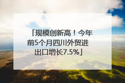 规模创新高！今年前5个月四川外贸进出口增长7.5%