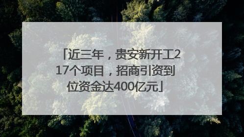 近三年，贵安新开工217个项目，招商引资到位资金达400亿元