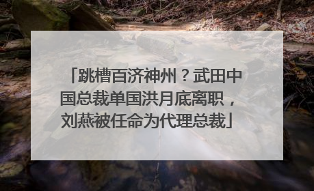 跳槽百济神州？武田中国总裁单国洪月底离职，刘燕被任命为代理总裁
