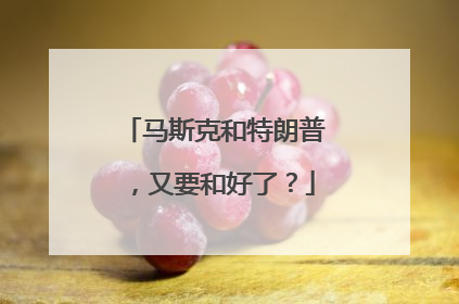 马斯克和特朗普，又要和好了？