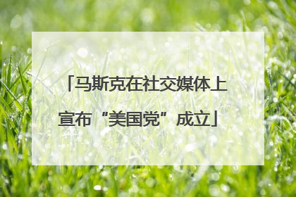马斯克在社交媒体上宣布“美国党”成立