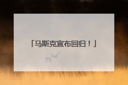 马斯克宣布回归！