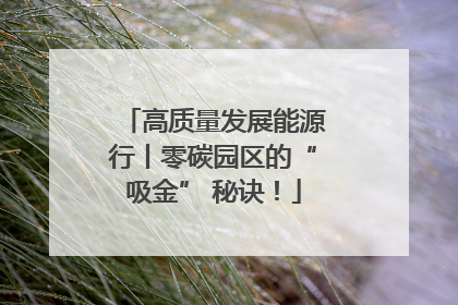 高质量发展能源行丨零碳园区的“吸金” 秘诀！