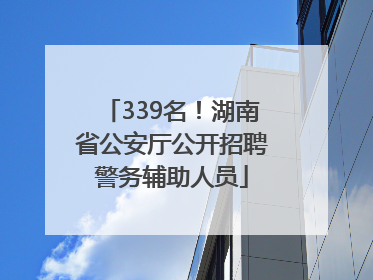 339名！湖南省公安厅公开招聘警务辅助人员